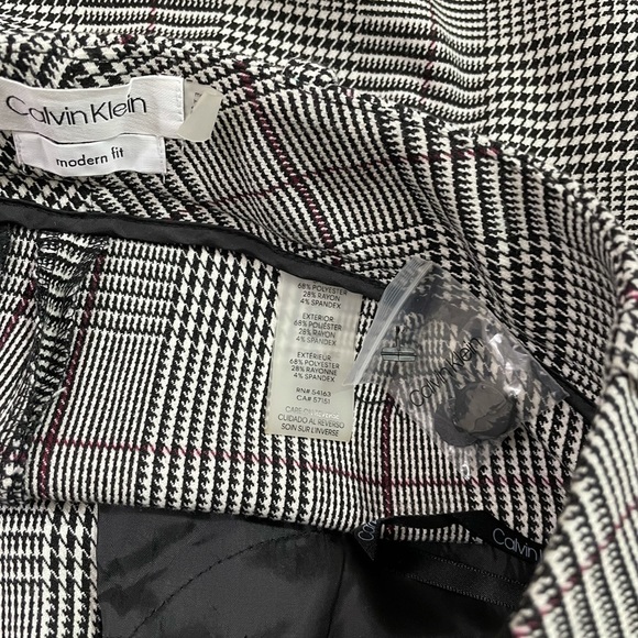 NWT Calvin Klein Mid Rise Modern Ankle Plaid Houndstooth Career Pants Size 2P - Picture 4 of 7